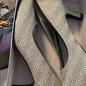 Silver beaded shoes
